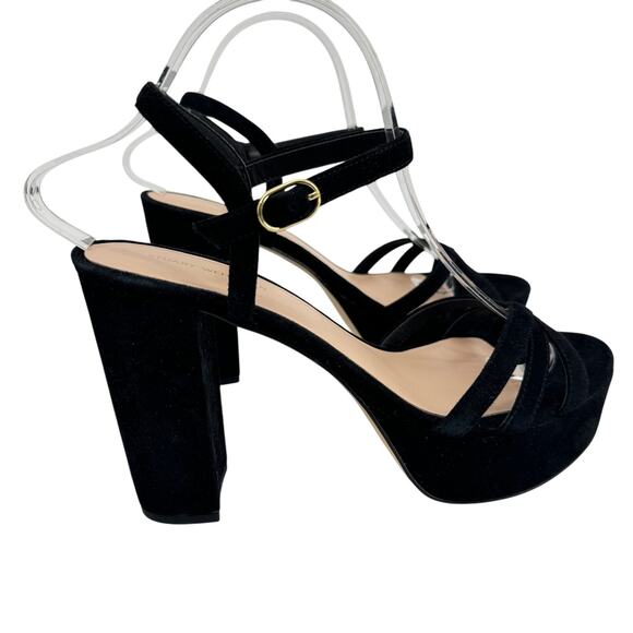 STUART WEITZMAN Keefa Block Heel
Suede Almond Toe Platform‎ Sandals Black - Picture 7 of 12